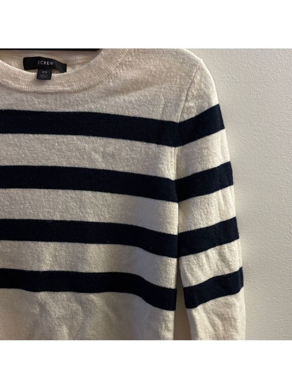 J. Crew Women's Navy and Cream Striped Sweater - Picture 4 of 4